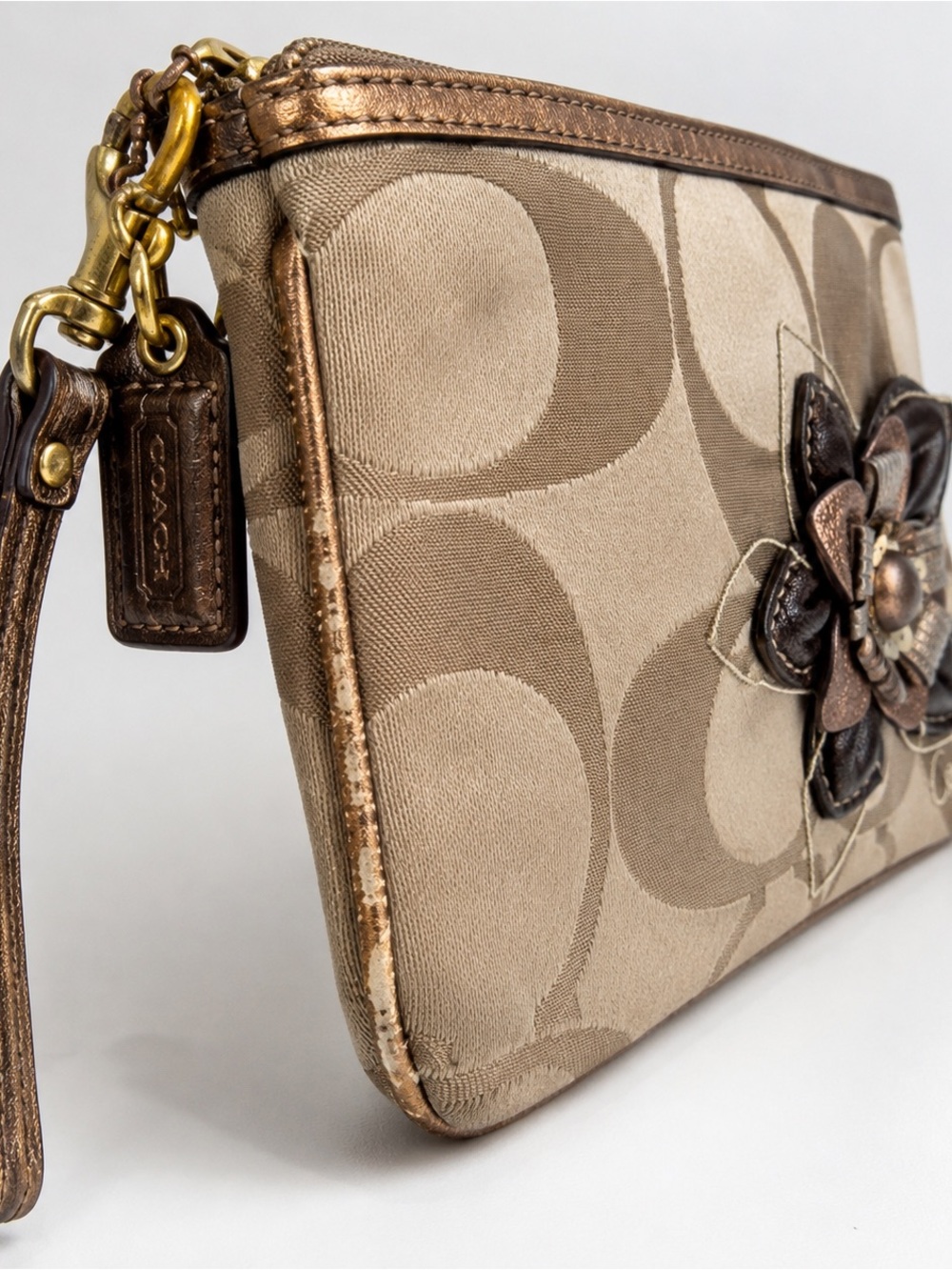 Vintage Coach 41419 EUC Tagged Floral Signature Jacquard Large Wristlet Y2K 2008 - Picture 9 of 11